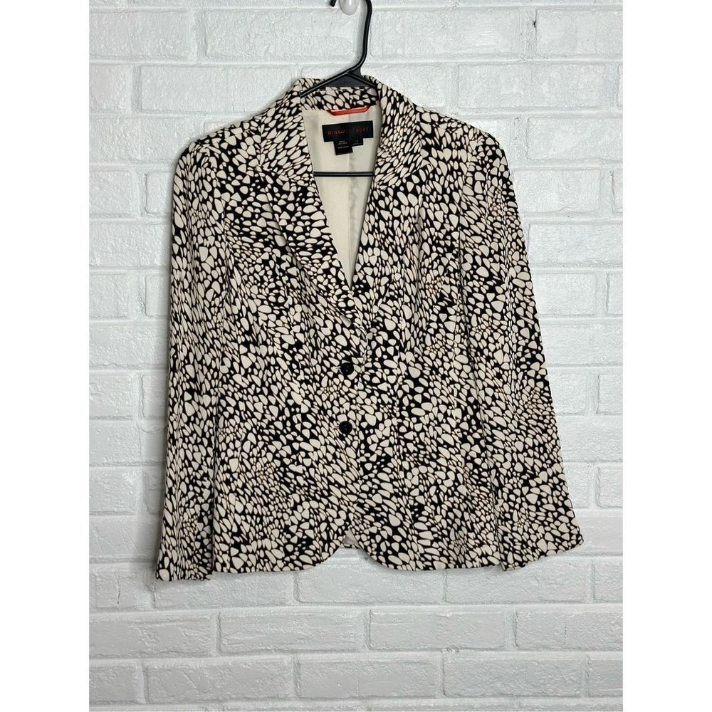 Nina McLemore Silk Blazer Black Brown Patterned size 4